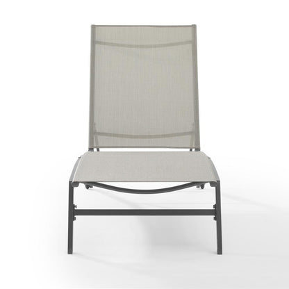 Black Steel Outdoor Lounge Chairs Set of 2 with Reclining Mesh and Wheels
