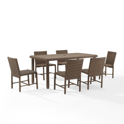Bradenton 7Pc Wicker Outdoor Dining Set - Dining Table & 6 Dining Chairs