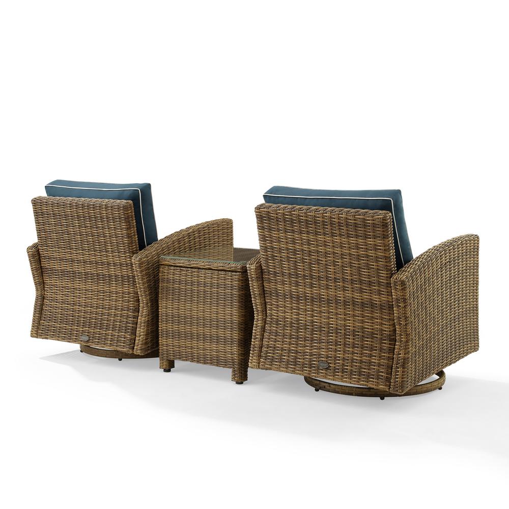 Bradenton 3Pc Wicker Swivel Rocker Outdoor Chair Set, Side Table & 2 Rockers