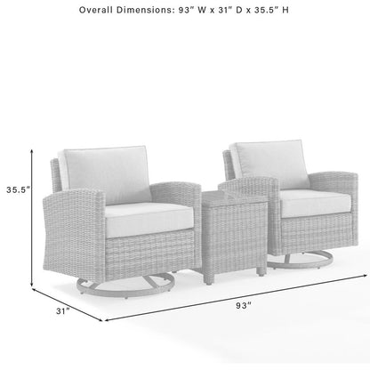 Bradenton 3Pc Wicker Swivel Rocker Outdoor Chair Set, Side Table & 2 Rockers