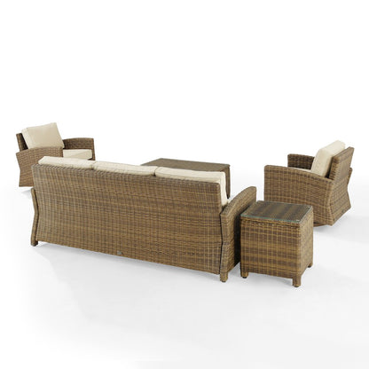 5Pc Outdoor Sofa & Swivel Rocker Set, Sofa, Coffee&Side Tables, 2 Swivel Rockers