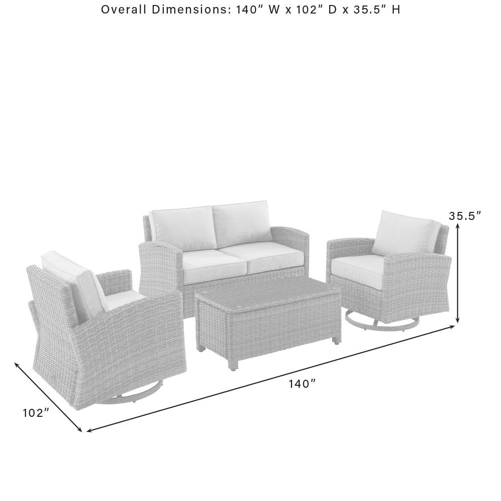 Brown 4 Piece Patio Furniture Set with 2 Chairs, Loveseat, Table, Sand Cushions