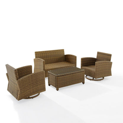 Brown 4 Piece Patio Furniture Set with 2 Chairs, Loveseat, Table, Sand Cushions