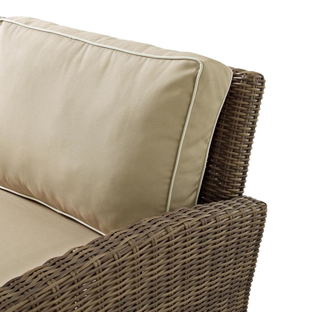 Brown 4 Piece Patio Furniture Set with 2 Chairs, Loveseat, Table, Sand Cushions