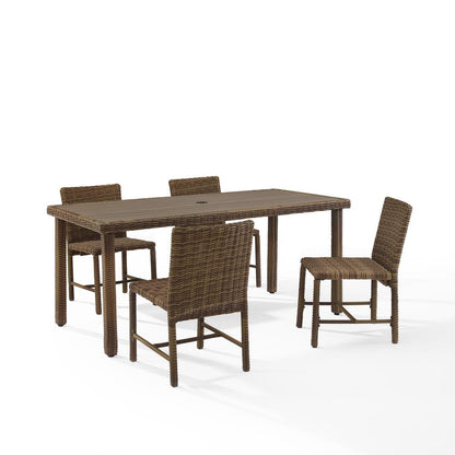 Bradenton 5Pc Wicker Outdoor Dining Set - Dining Table & 4 Dining Chairs