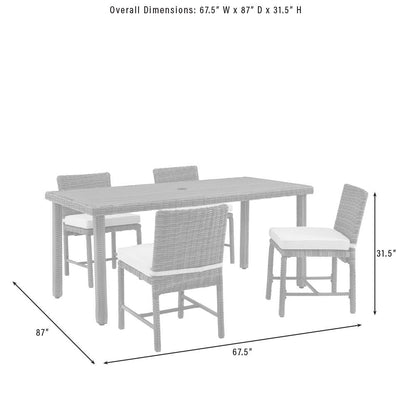 Bradenton 5Pc Wicker Outdoor Dining Set - Dining Table & 4 Dining Chairs