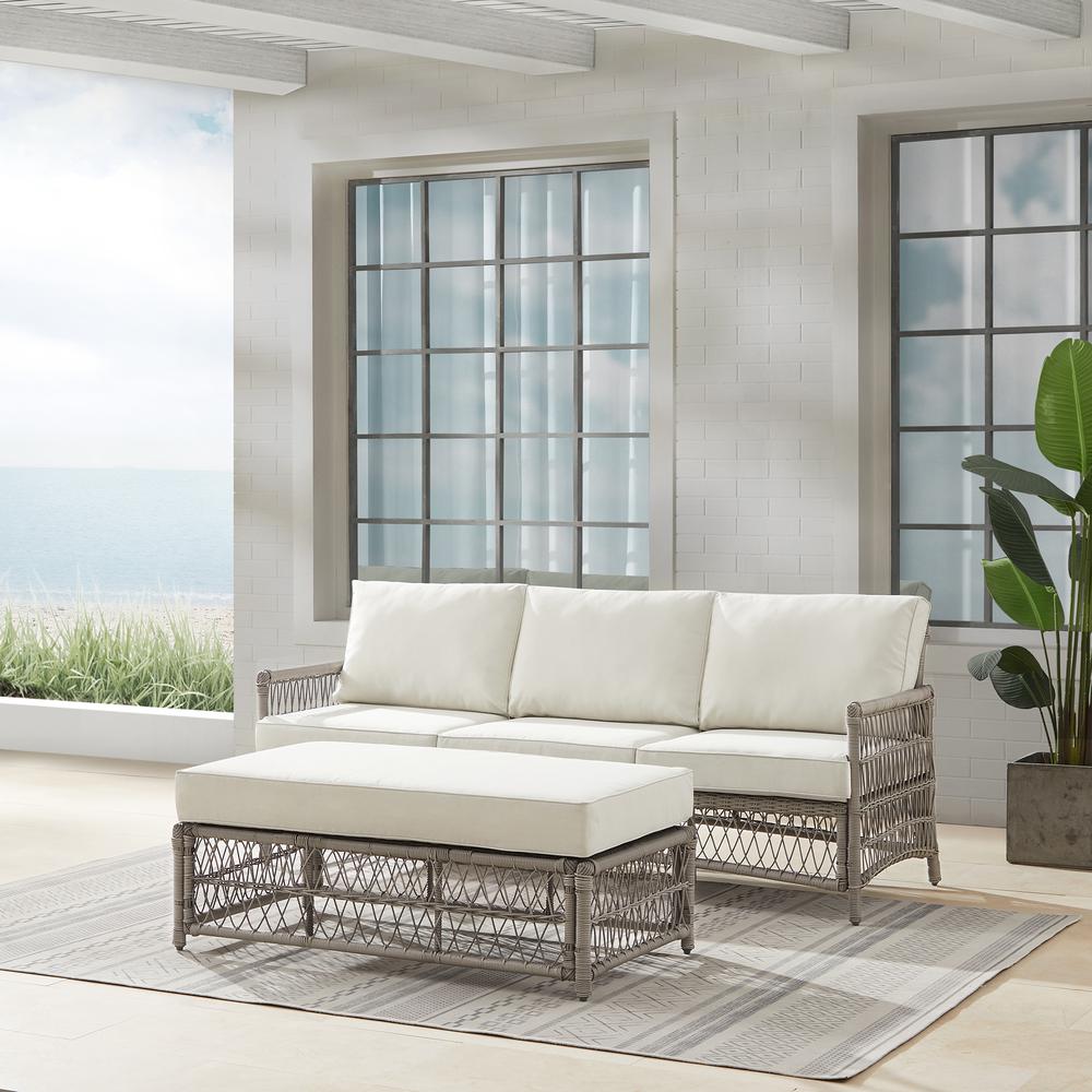 Thatcher 2Pc Outdoor Sofa Patio Furniture Set, Sofa & Coffee Table Ottoman