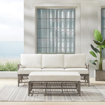 Thatcher 2Pc Outdoor Sofa Patio Furniture Set, Sofa & Coffee Table Ottoman