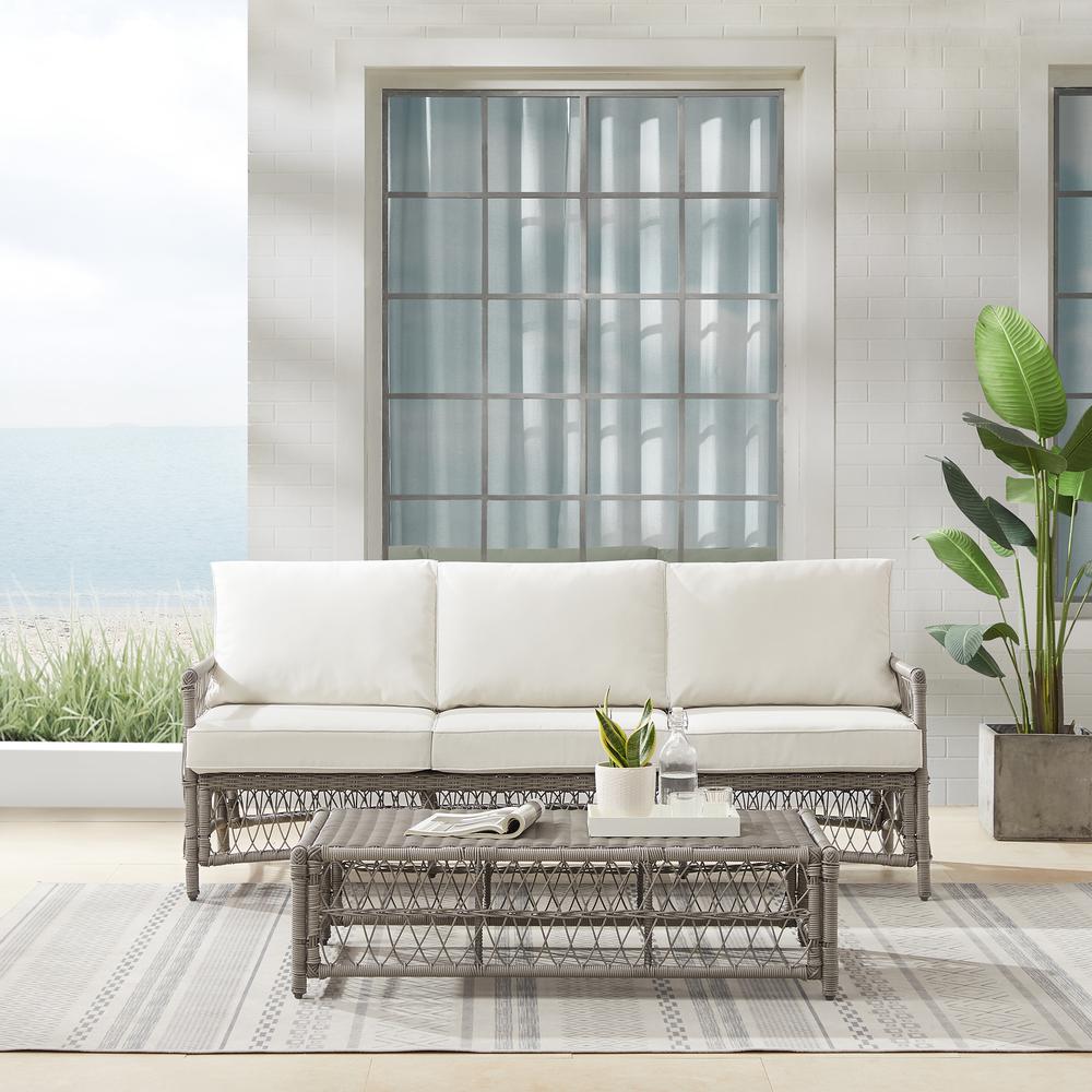 Thatcher 2Pc Outdoor Sofa Patio Furniture Set, Sofa & Coffee Table Ottoman