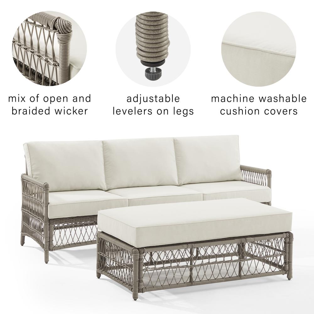Thatcher 2Pc Outdoor Sofa Patio Furniture Set, Sofa & Coffee Table Ottoman
