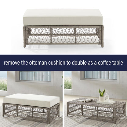 Thatcher 2Pc Outdoor Sofa Patio Furniture Set, Sofa & Coffee Table Ottoman