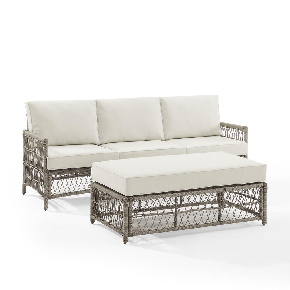 Thatcher 2Pc Outdoor Sofa Patio Furniture Set, Sofa & Coffee Table Ottoman