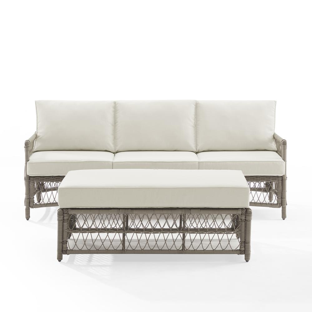 Thatcher 2Pc Outdoor Sofa Patio Furniture Set, Sofa & Coffee Table Ottoman