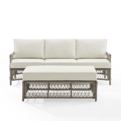 Thatcher 2Pc Outdoor Sofa Patio Furniture Set, Sofa & Coffee Table Ottoman
