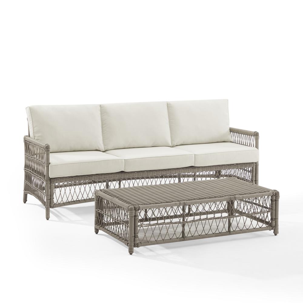 Thatcher 2Pc Outdoor Sofa Patio Furniture Set, Sofa & Coffee Table Ottoman