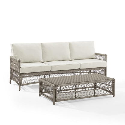 Thatcher 2Pc Outdoor Sofa Patio Furniture Set, Sofa & Coffee Table Ottoman