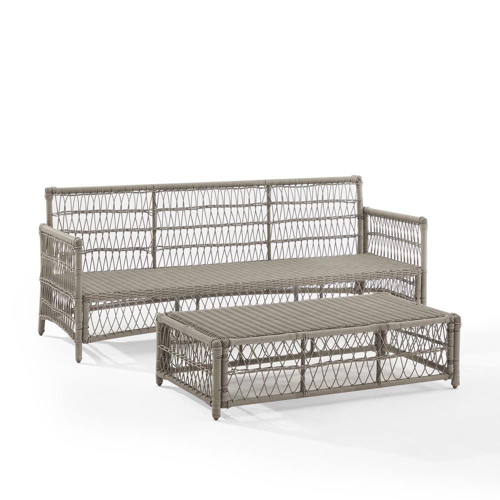 Thatcher 2Pc Outdoor Sofa Patio Furniture Set, Sofa & Coffee Table Ottoman