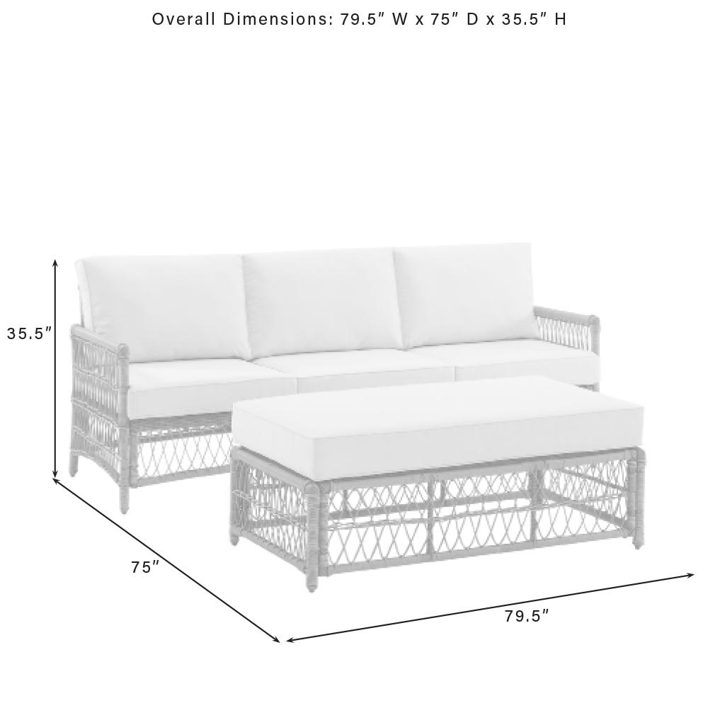 Thatcher 2Pc Outdoor Sofa Patio Furniture Set, Sofa & Coffee Table Ottoman