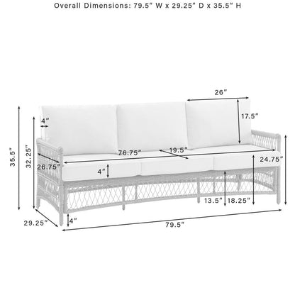 Thatcher 4Pc Outdoor Sofa And Rocker Set, Coffee Table Ottoman, Sofa, 2 Rockers