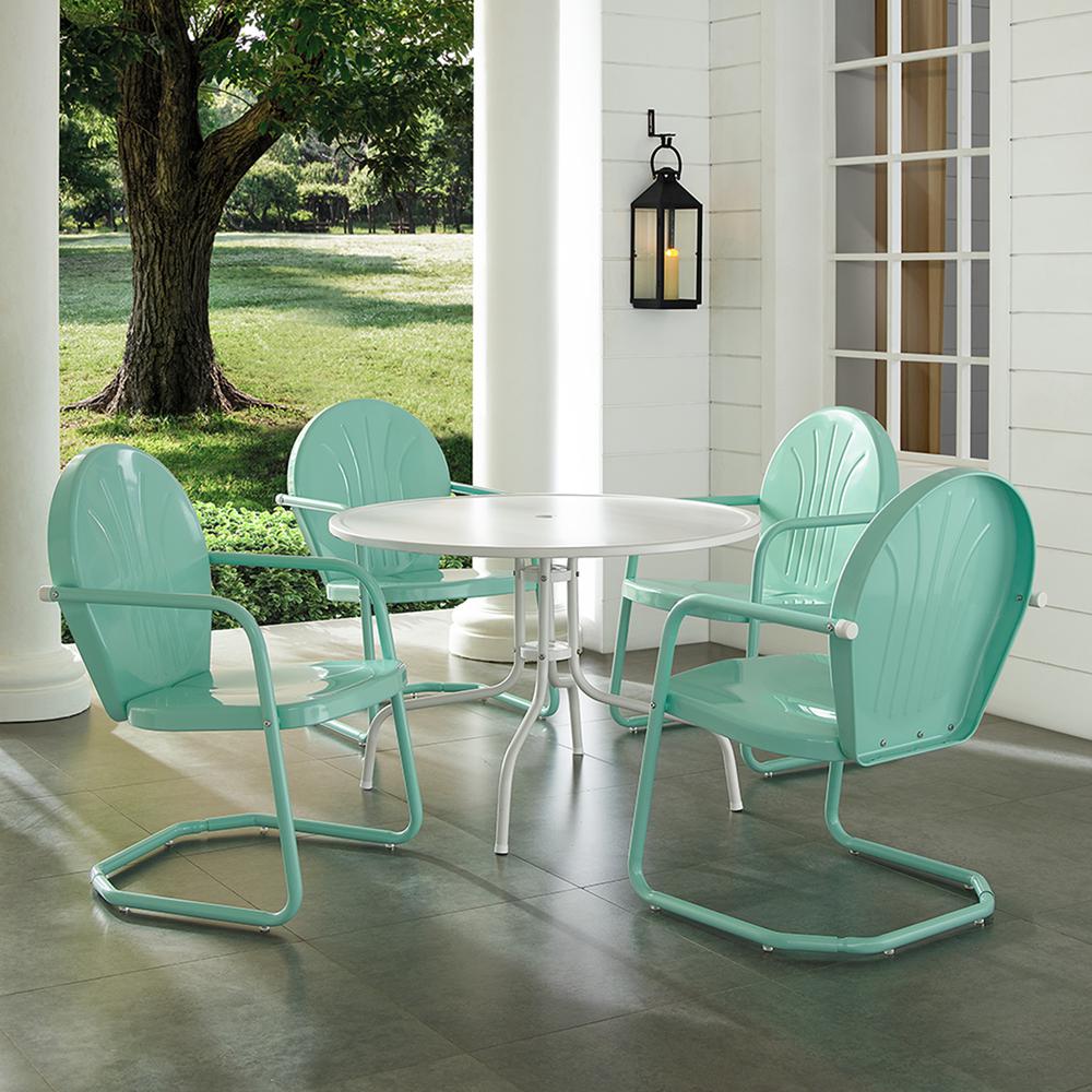 Griffith 5Pc Round Retro Outdoor Dining Set - Table & 4 Chairs