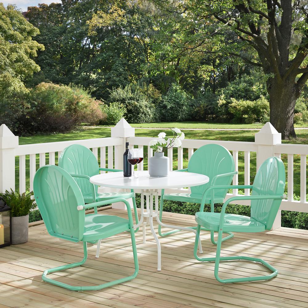 Griffith 5Pc Round Retro Outdoor Dining Set - Table & 4 Chairs
