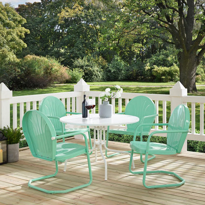Griffith 5Pc Round Retro Outdoor Dining Set - Table & 4 Chairs