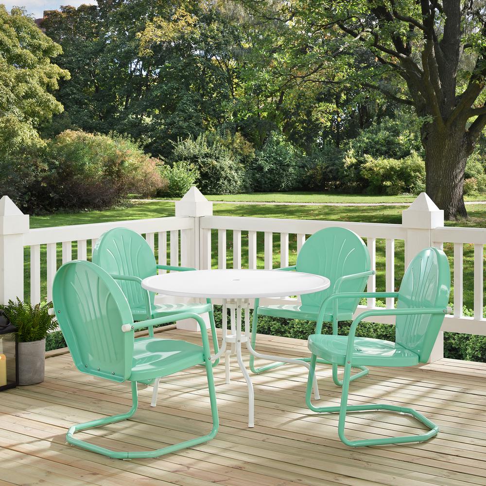 Griffith 5Pc Round Retro Outdoor Dining Set - Table & 4 Chairs