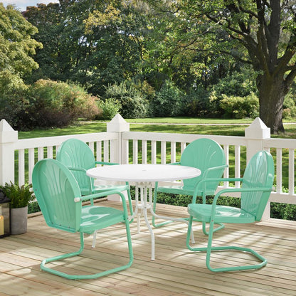 Griffith 5Pc Round Retro Outdoor Dining Set - Table & 4 Chairs