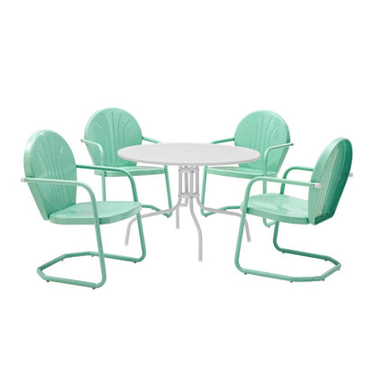 Griffith 5Pc Round Retro Outdoor Dining Set - Table & 4 Chairs