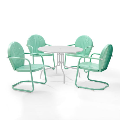 Griffith 5Pc Round Retro Outdoor Dining Set - Table & 4 Chairs