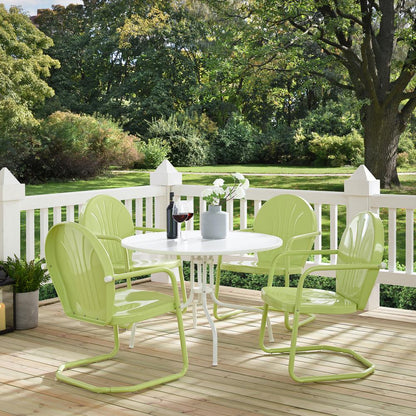 Griffith 5Pc Round Retro Outdoor Dining Set - Table & 4 Chairs