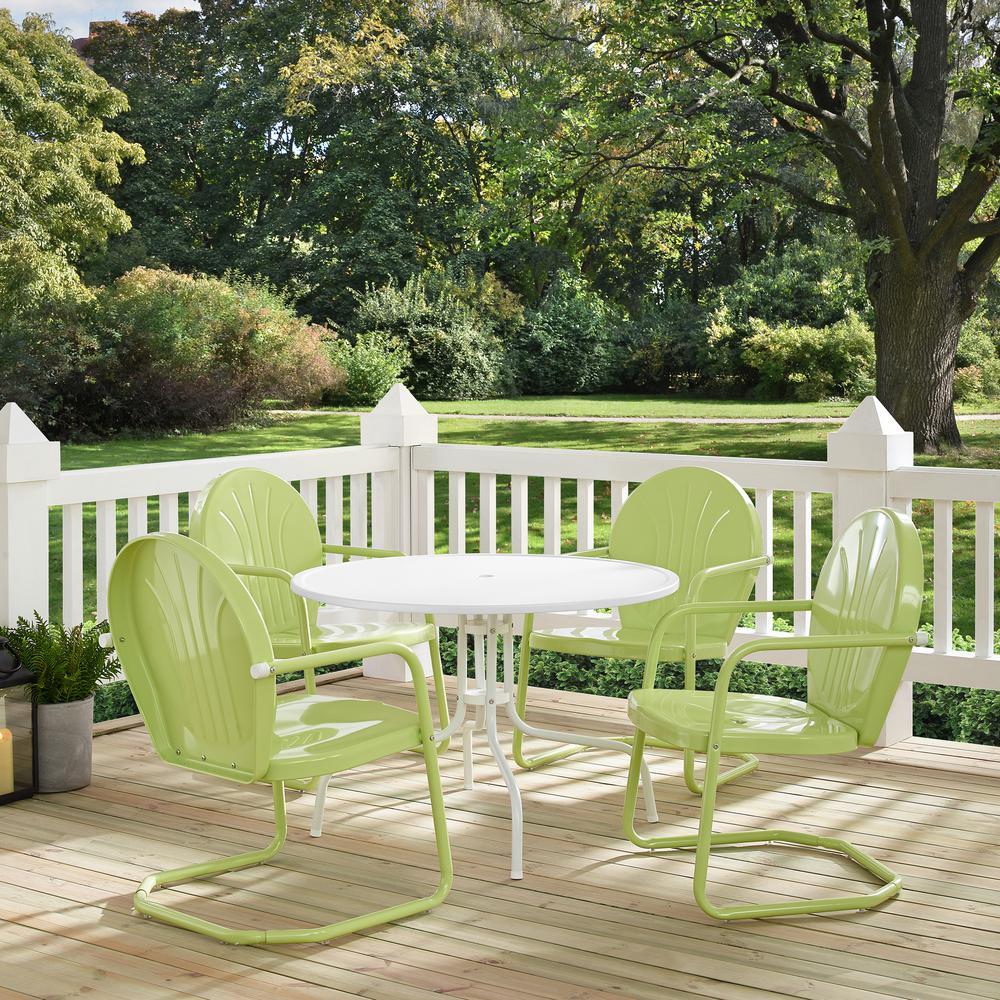 Griffith 5Pc Round Retro Outdoor Dining Set - Table & 4 Chairs