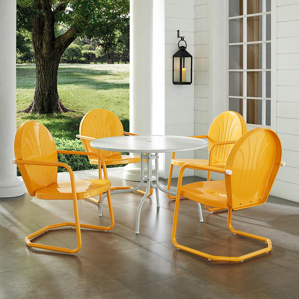 Griffith 5Pc Round Retro Outdoor Dining Set - Table & 4 Chairs