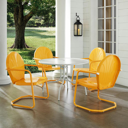 Griffith 5Pc Round Retro Outdoor Dining Set - Table & 4 Chairs