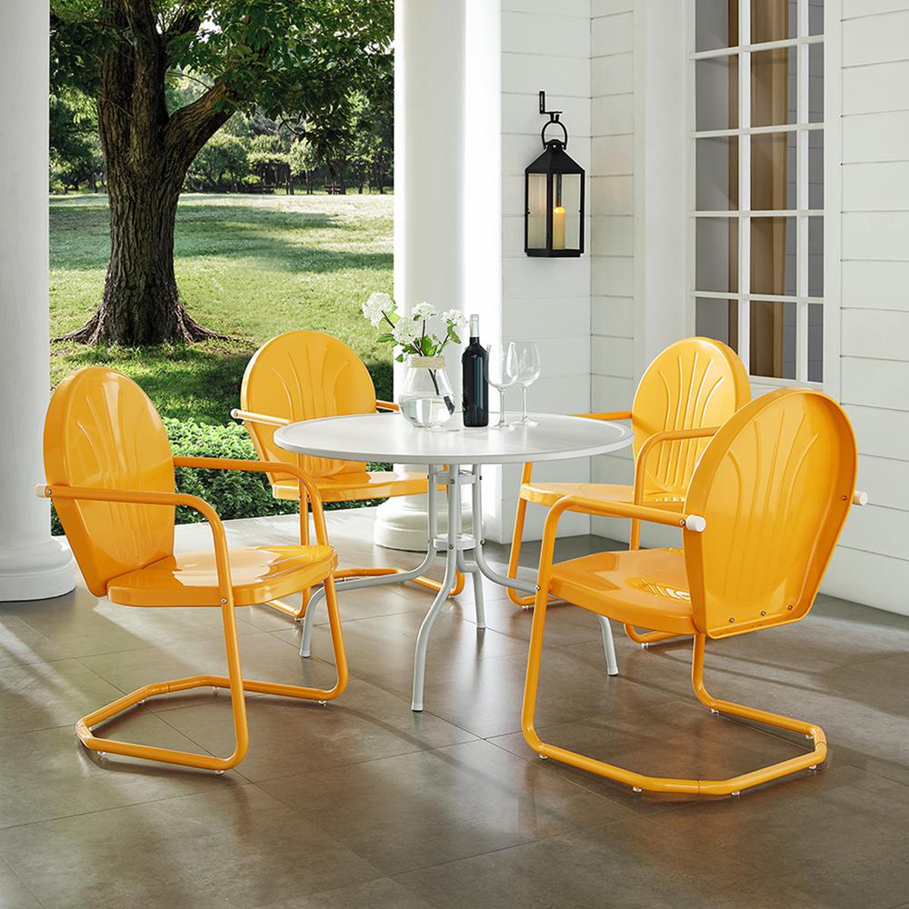 Griffith 5Pc Round Retro Outdoor Dining Set - Table & 4 Chairs