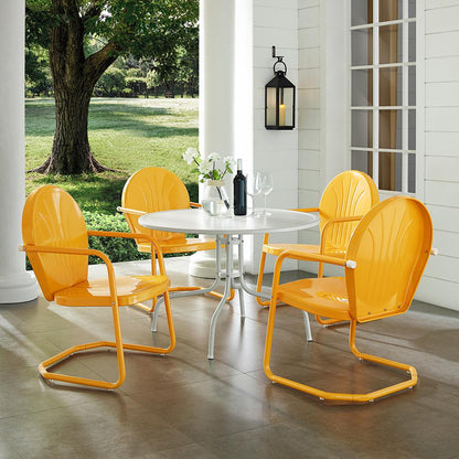 Griffith 5Pc Round Retro Outdoor Dining Set - Table & 4 Chairs