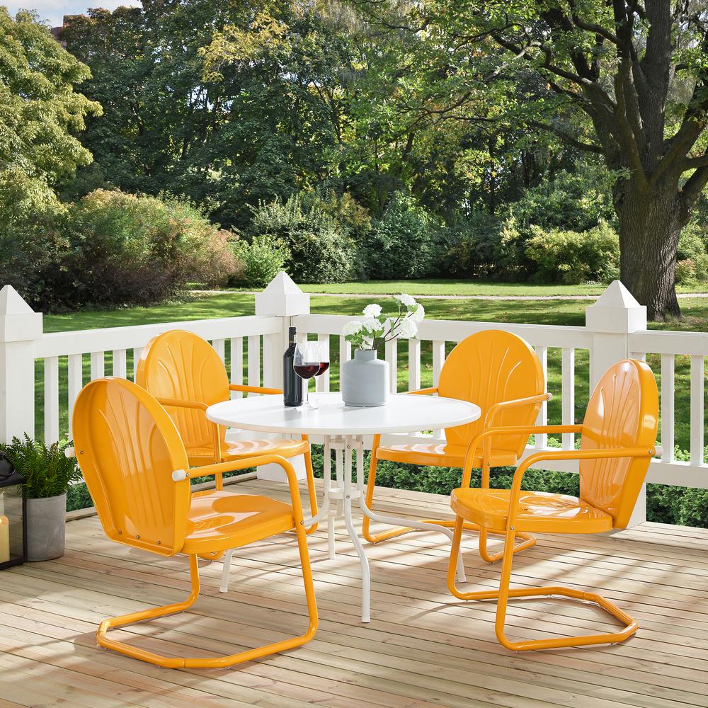 Griffith 5Pc Round Retro Outdoor Dining Set - Table & 4 Chairs