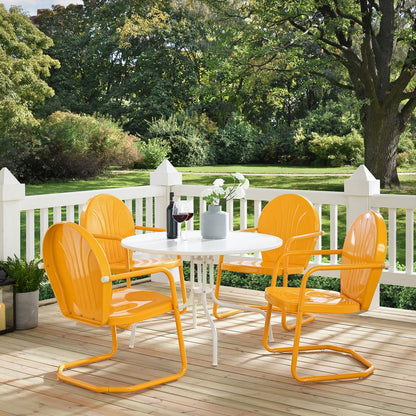 Griffith 5Pc Round Retro Outdoor Dining Set - Table & 4 Chairs