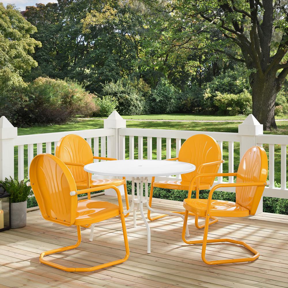 Griffith 5Pc Round Retro Outdoor Dining Set - Table & 4 Chairs