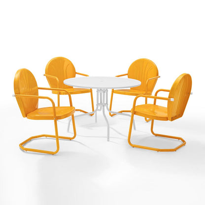 Griffith 5Pc Round Retro Outdoor Dining Set - Table & 4 Chairs