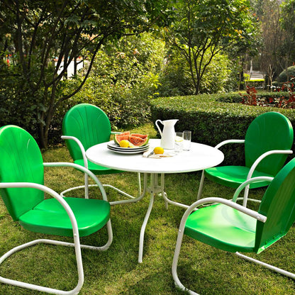 Griffith 5Pc Round Retro Outdoor Dining Set - Table & 4 Chairs