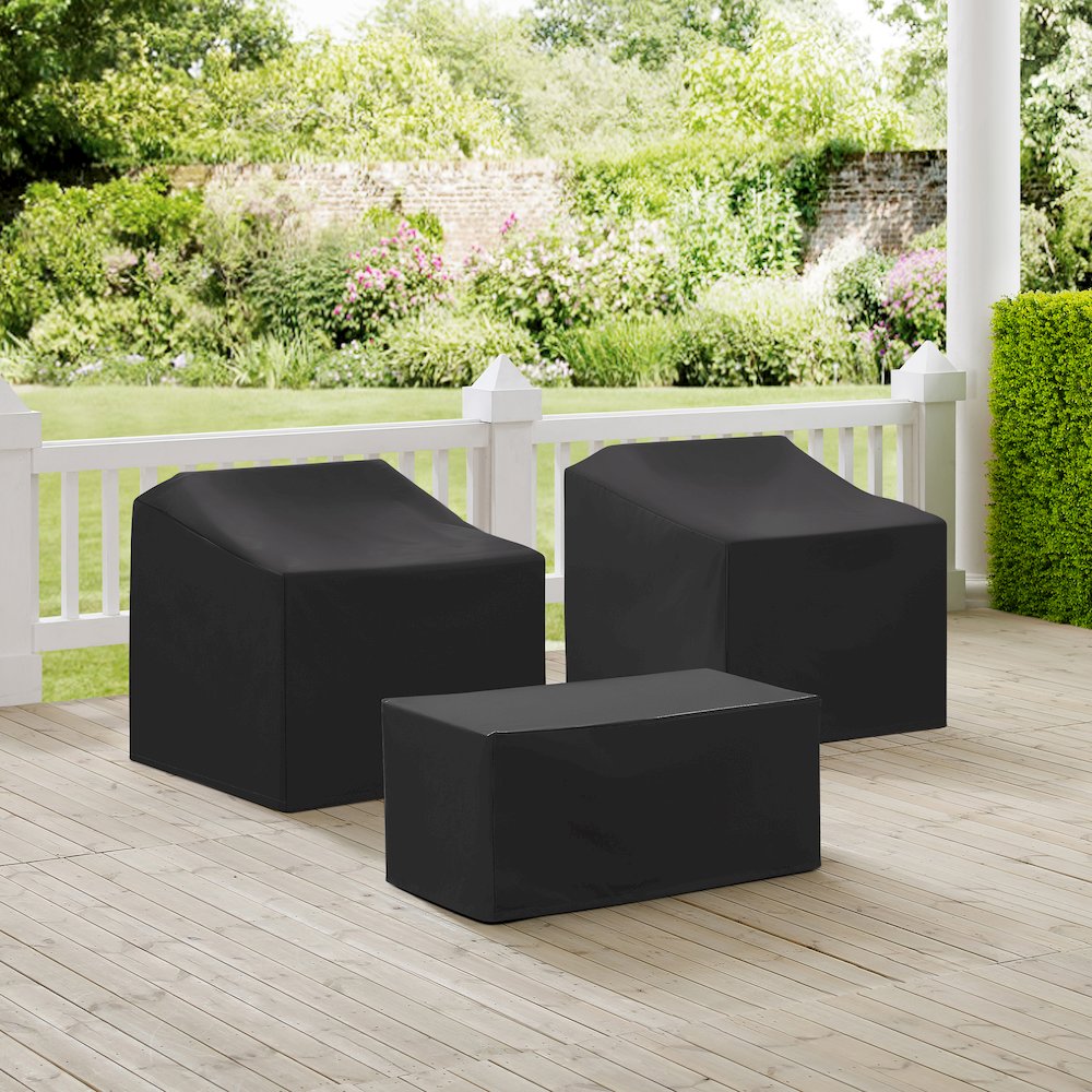 3Pc Outdoor Furniture Cover Set - 2 Chairs & Coffee Table