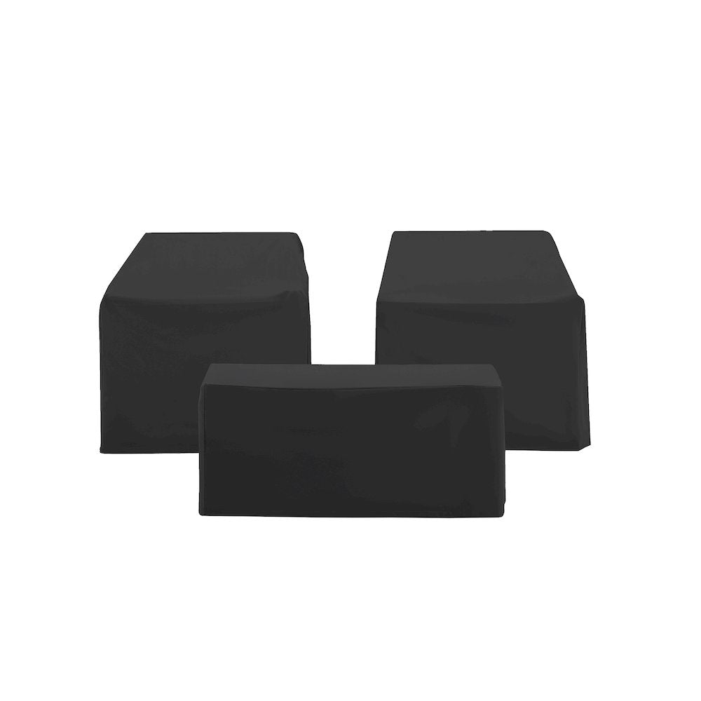 3Pc Outdoor Furniture Cover Set - 2 Chairs & Coffee Table