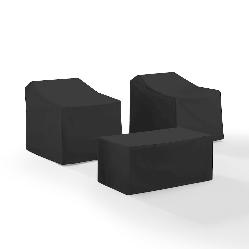 3Pc Outdoor Furniture Cover Set - 2 Chairs & Coffee Table