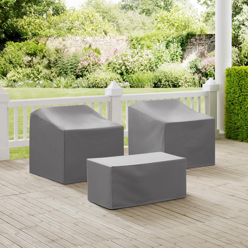 3Pc Outdoor Furniture Cover Set - 2 Chairs & Coffee Table