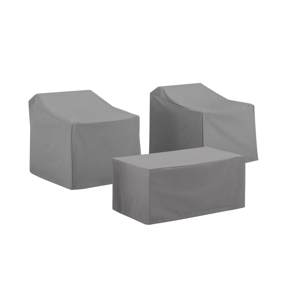 3Pc Outdoor Furniture Cover Set - 2 Chairs & Coffee Table