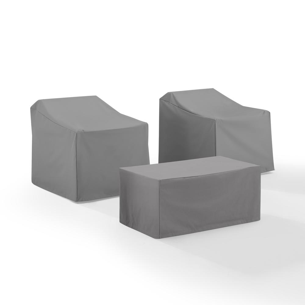 3Pc Outdoor Furniture Cover Set - 2 Chairs & Coffee Table