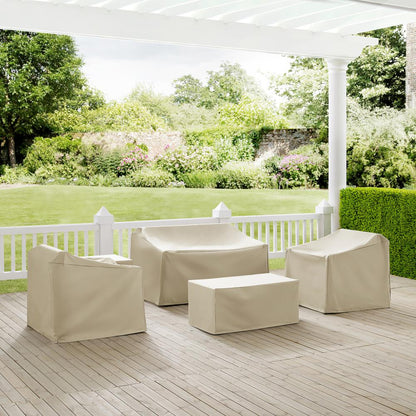 5Pc Outdoor Furniture Cover Set, Loveseat, Two Armchairs, End Table, Table