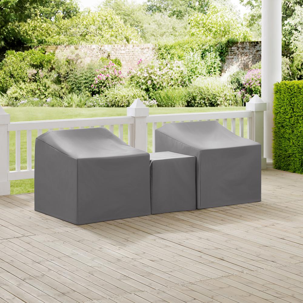 3Pc Outdoor Furniture Cover Set - Two Armchairs & End Table