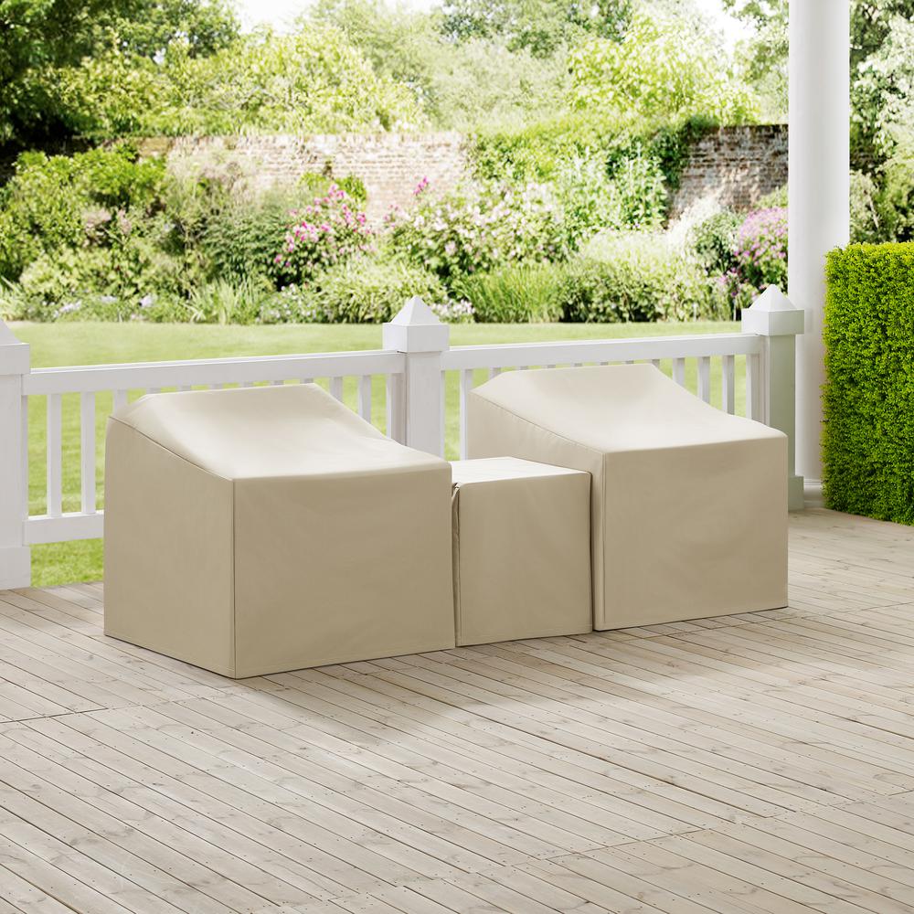 3Pc Outdoor Furniture Cover Set - Two Armchairs & End Table